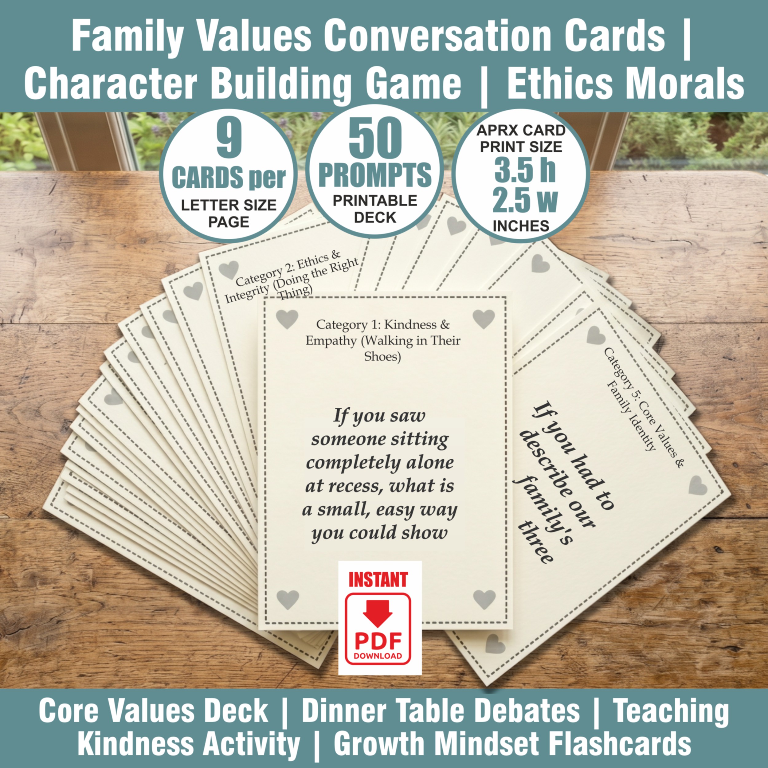 Family Values Conversation Cards | Character Building Game | Ethics Morals for Kids